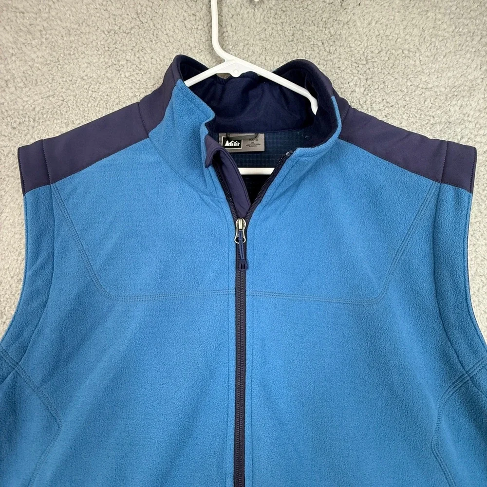 REI Co-op Mens XL Fleece Vest Blue‎ Sleeveless Full Zip Outdoor Activewear